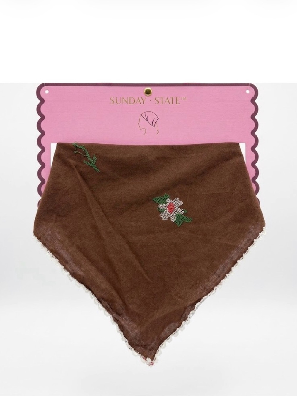 NWT ⚜️🤎⚜️ Sunday Floral Embroidered Bandana Scarf Headwrap